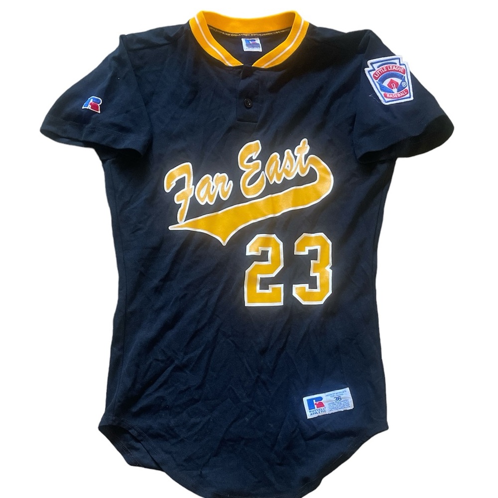 Vintage LITTLE LEAGUE WORLD SERIES ‘FAR EAST’ Russell Baseball Jersey Youth M 36